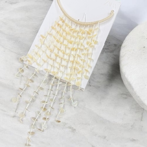 Zara Shell Cord Waterfall Necklace w Beads NIB NWT - Picture 6 of 13